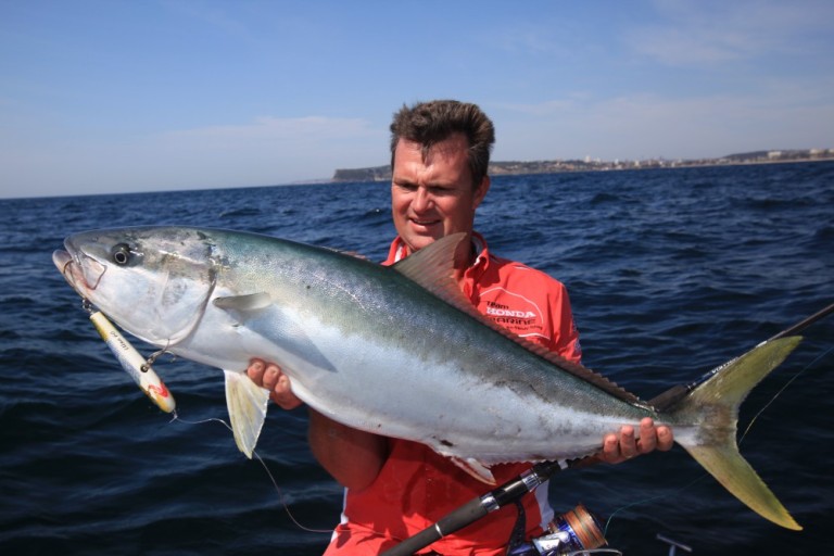 With the visit of Australian broadcaster and big game fisherman Al McGlashan coinciding with the recent Ashes Test Martin Salter was left wondering how to keep the English flag flying beside the water, particularly as the UK is not blessed with magnificent species like this yellow tailed kingfish. 